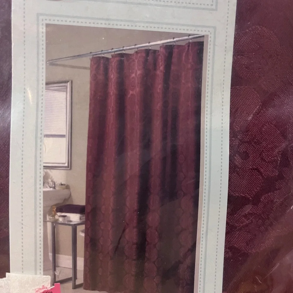 Vtg‎ Cannon Colette Fabric Shower Curtain Burgundy Damask Floral 70x72 New Sears